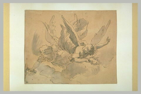 Deux anges volant et tenant chacun une couronne de laurier, image 1/1