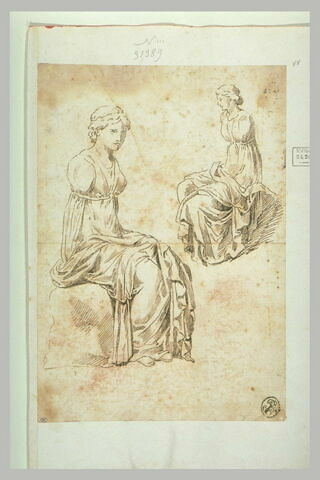 Des femmes assises, sans bras, étude d'après l'antique