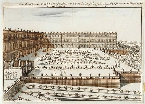 Une aile du château de Versailles et une partie de l'Orangerie