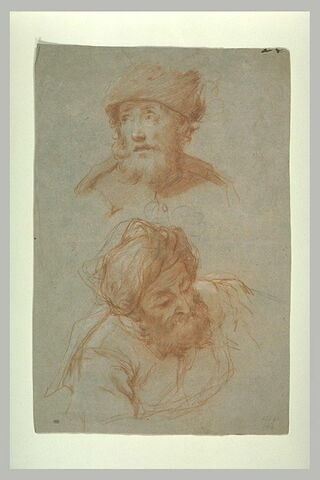 Tête d'homme barbu portant une toque, et tête d'homme portant un turban, image 2/2