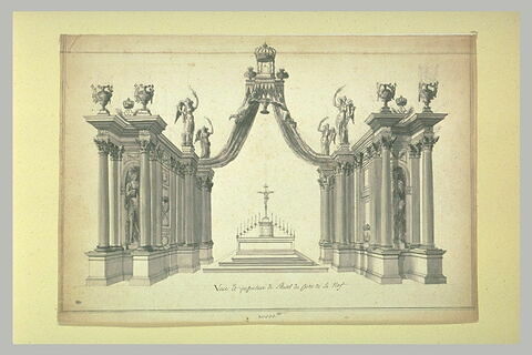 Vue et perspective d'un autel, au chiffre de Louis XIV, du côté de la nef
