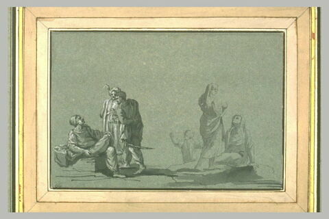 Trois soldats turcs discutant, et trois autres figures, image 1/1