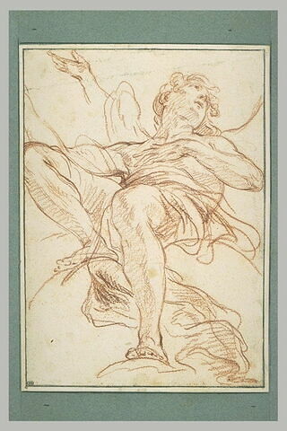 Un ange assis sur un nuage, la main gauche sur la poitrine, image 2/2