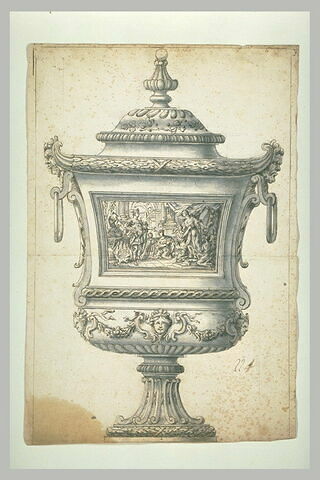Vase avec ornements et figures (César et Cléopatre ?)