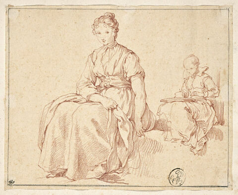 Deux jeunes femmes assises