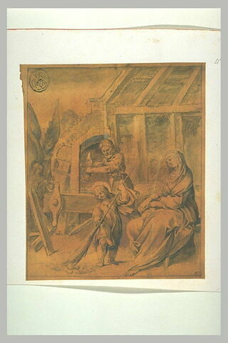 Sainte Famille avec l'Enfant balayant et saint Joseph charpentier, image 1/1
