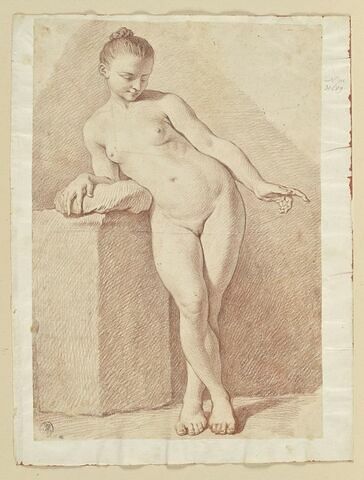 Jeune femme nue, debout, les jambes croisées