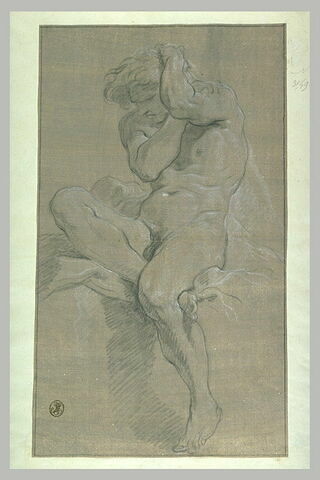 Jeune homme nu, assis, regardant vers la gauche, image 1/1