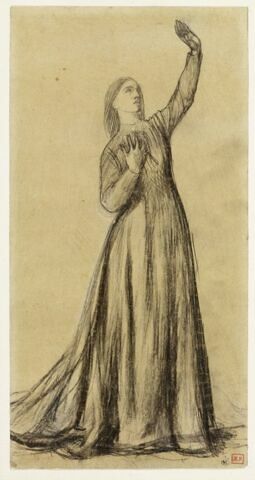 Femme en robe noire, debout, tenant un pigeon de la main droite, image 1/2