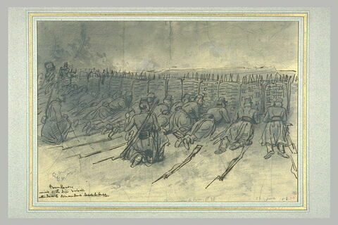 Soldats derrière des barricades, lors du siège de Rome