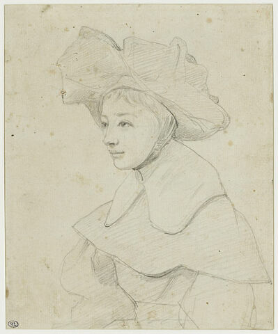 Portrait de jeune fille au grand chapeau 'Mon Agar'