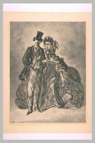 Couple en costumes de 1860