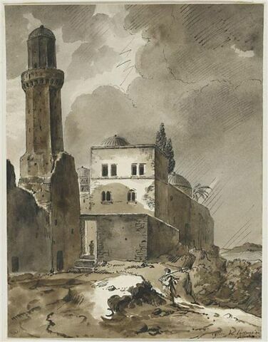 Vue de l'église de l'Ascension à Jérusalem par temps d'orage