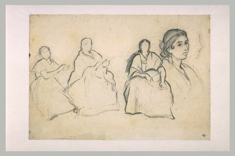 Trois femmes assises, claquant des mains, et buste d'une gitane, image 2/2