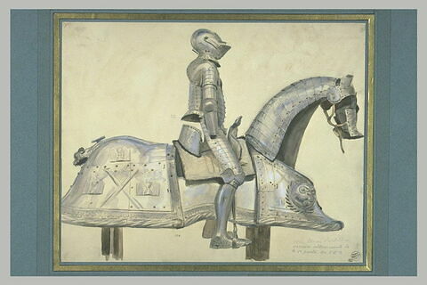 Etude de l'armure d'un cavalier, et de son cheval