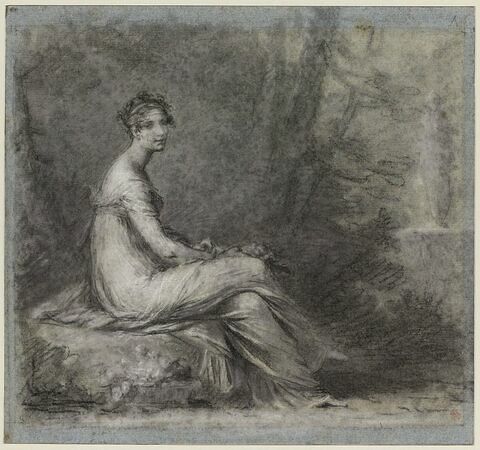 Portrait de l'Impératrice Joséphine (1763-1814) assise dans un parc