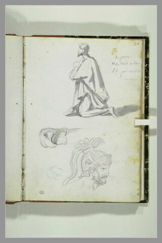 Homme agenouillé, tête de guerrier, tête de femme, et pommeau de canne, image 2/2