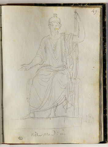 Statue de Minerve et annotation manuscrite