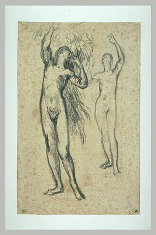 Double étude de femme nue levant les bras, image 2/2