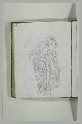Deux hommes drapés à l'antique, étude d'après un bas-relief, image 1/1