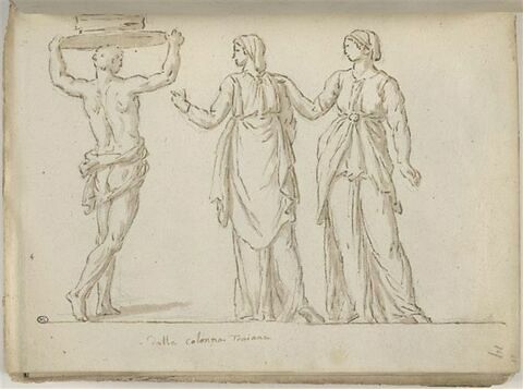 Un homme portant une charge sur la tête, et deux femmes daces, image 3/3