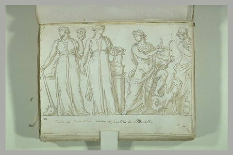 Fragment de bas-relief : deux Muses, Apollon et Minerve