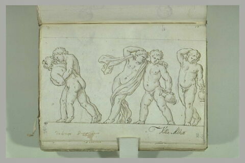 Cinq putti dont deux tiennent une aiguière et une bouteille, image 2/2
