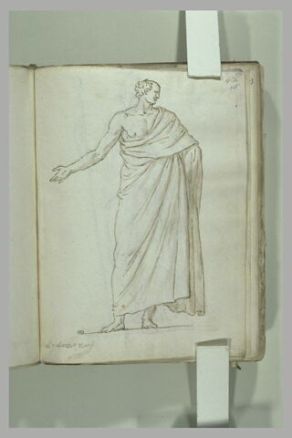 Homme drapé, vu de face, l'épaule et le bras droits découverts, la tête..., image 2/2