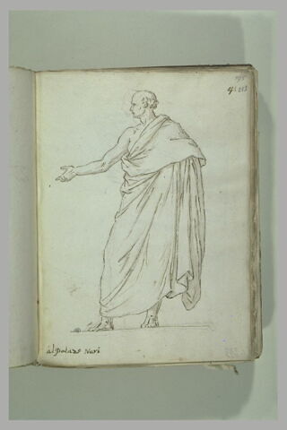 Homme drapé, de profil tourné vers la gauche, l'épaule et le bras droits..., image 2/2