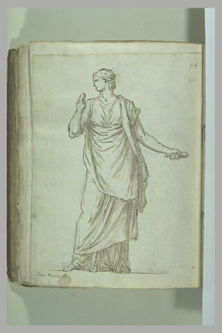 Femme drapée, debout, vue de face, le visage de profil vers la gauche, ..., image 2/2