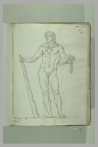Hercule nu, vu de face, la tête couverte de la dépouille du lion de Némée..., image 2/2