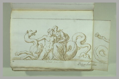 Un monstre marin ailé portant un triton et une néréide, image 2/2