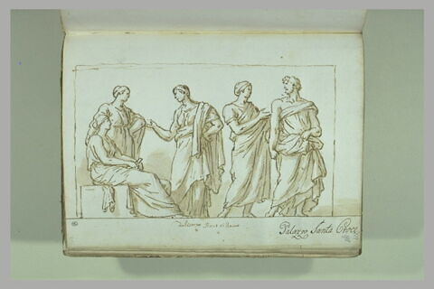 Trois femmes drapées en conversation, l'une d'elles assise, et, à droite,..., image 2/2