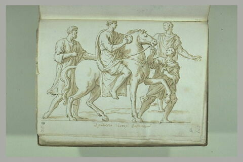 Cavalier drapé, allant vers la droite, tenant une couronne dans sa main..., image 2/2