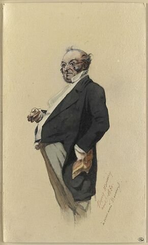 Portrait d'Henri Monnier en Joseph Prudhomme, de trois quarts à gauche