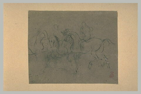 Deux cavaliers nus sur des chevaux débridés, image 1/1