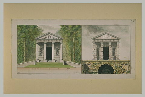 Deux études de temple, l'un d'ordre ionique, l'autre toscan, pour un parc, image 2/2