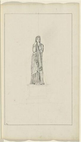 Etude d'après l'antique : femme drapée et couronnée, debout, image 1/2