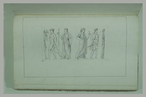 Etude d'un bas-relief antique représentant un cortège de divinités, image 2/2
