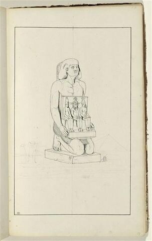 Etude d'un scribe portant sur ses genoux une trinité égyptienne, image 1/2
