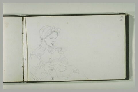 Jeune femme, coiffée d'un bonnet, image 2/2