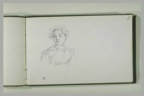 Jeune femme, coiffée d'un bonnet, vue en bsute, image 2/2
