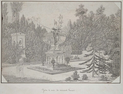 Jardin du Musée des Monuments Français avec la fontaine du château d'Anet