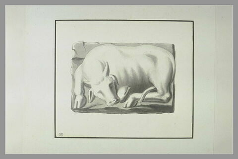 Bas-relief représentant un taureau couché, image 2/2