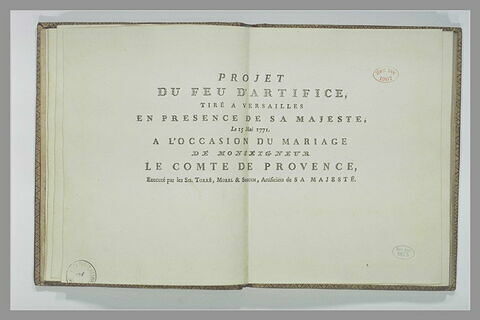 Projet pour le feu d'artifice du mariage du comte de Provence : prélude, image 2/30