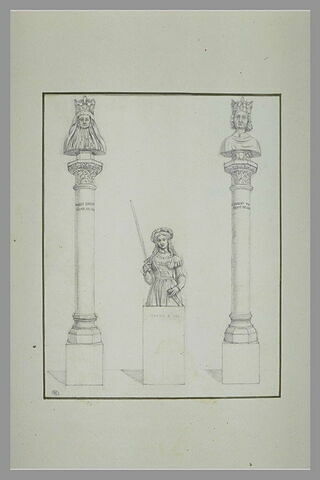 Colonnes avec les bustes de Marie d'Anjou, Jeanne d'Arc, Charles VII, image 2/2