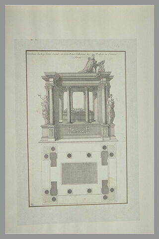 Vue du tombeau d'Henri II et Catherine de Médicis ; plan