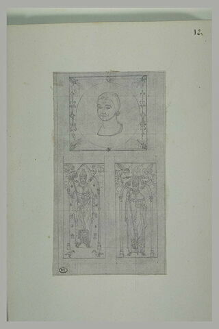 Portrait d'homme et deux évêques sous des arcs gothiques, image 1/1