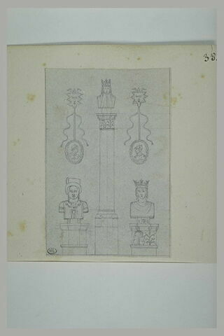 Etude de bustes sur des colonnes et de médaillons, image 1/1