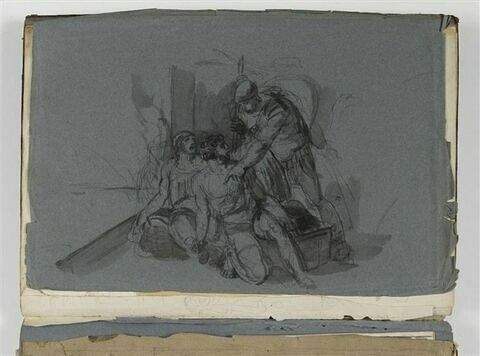 Etude pour une composition avec un soldat et deux figures